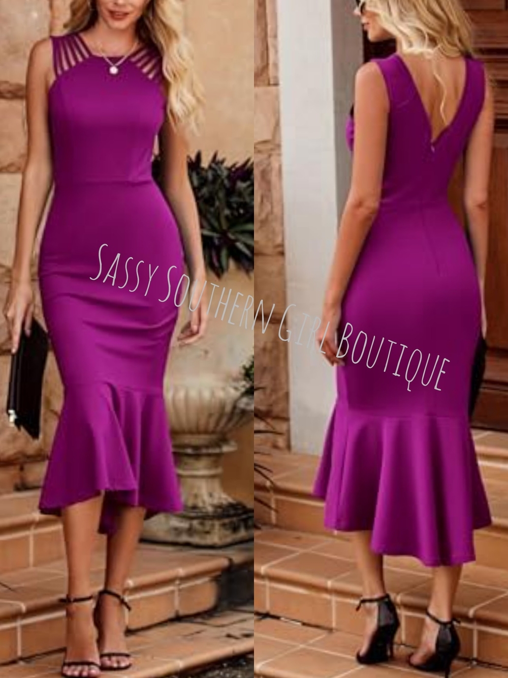 🆕⭐Fuschia Sleeveless Mermaid Midi Dress
